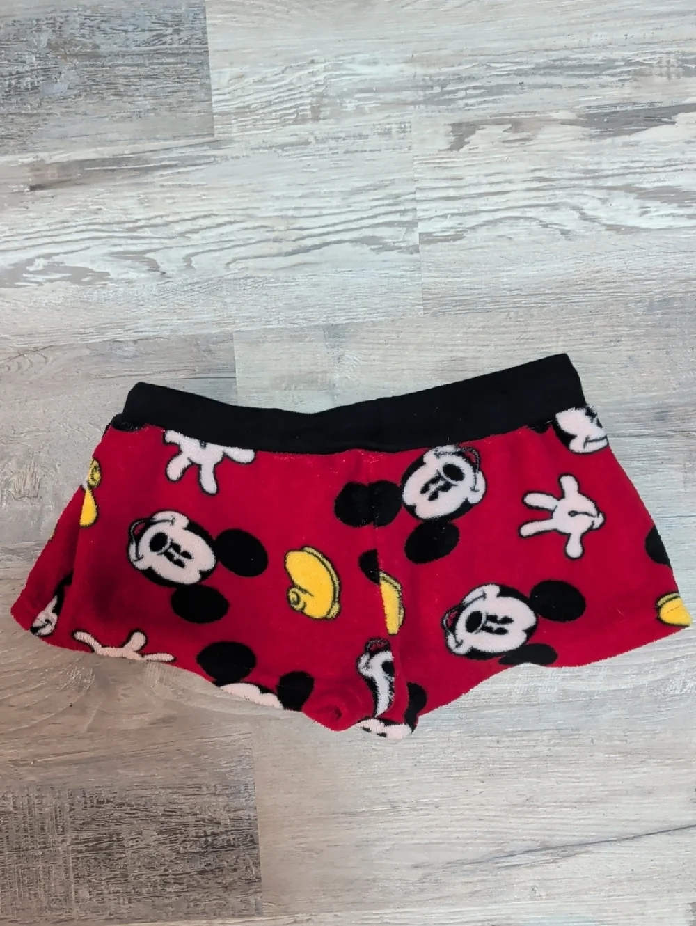 Disney Red Mickey Mouse Fleece Shorts with Black Waistband Size S - Picture 3 of 3